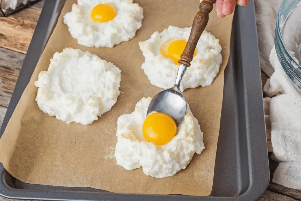 Delicie-se com os ovos de nuvem sonhadores: visualmente impressionantes e deliciosamente leves. Uma experiência gastronômica única que vai encantar seus sentidos!